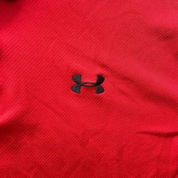 Under Armour Golf Polo Mens Size L Large Loose (Measured 23 1/4" X 28 1/4") Red - Picture 6 of 9